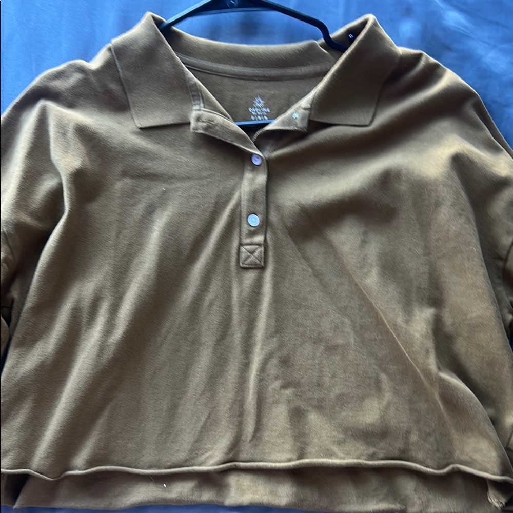 Brown Cropped Polo Shirt